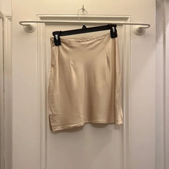 Satin Champagne Mini Skirt Women - Picture 1 of 2